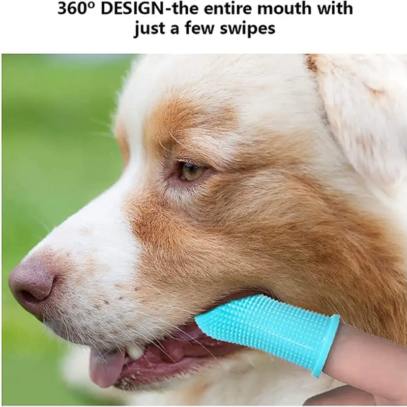 Pet Dog Cat 360º Finger Brush Toothbrush Full Surround Silicone Bristles Oral