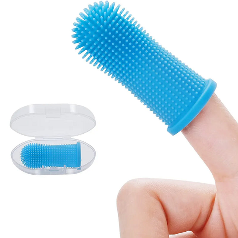 Pet Dog Cat 360º Finger Brush Toothbrush Full Surround Silicone Bristles Oral