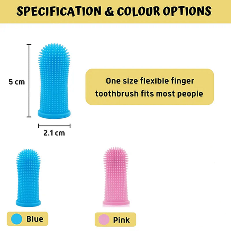 Pet Dog Cat 360º Finger Brush Toothbrush Full Surround Silicone Bristles Oral