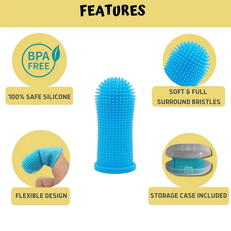 Pet Dog Cat 360º Finger Brush Toothbrush Full Surround Silicone Bristles Oral
